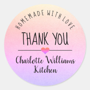 Homemade with love kraft thank you classic round s sticker