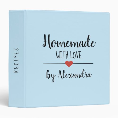 Homemade with love light blue name recipe    3 ring binder