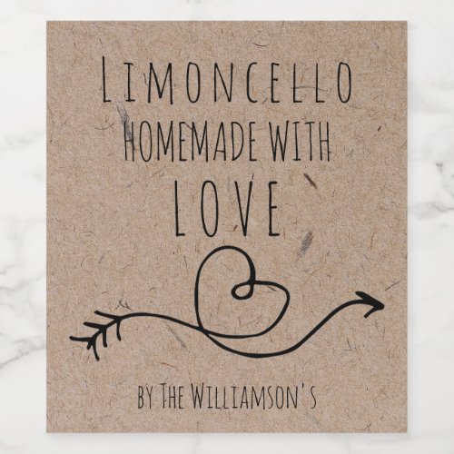 Homemade with Love Limoncello Kraft Paper Wine Label