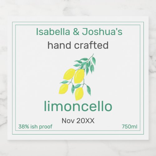 Homemade with love limoncello label