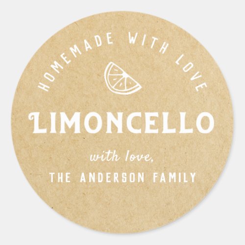 Homemade with Love Limoncello Modern Kraft Classic Round Sticker