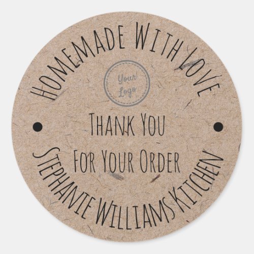 Homemade with Love  Logo Thank You For Your Order Classic Round Sticker