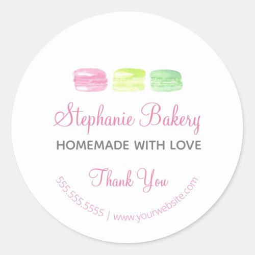 Homemade with Love Macaroons Bakery Thank you Classic Round Sticker