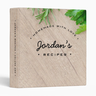Homemade with Love Name Recipe Wood Grain 3 Ring Binder