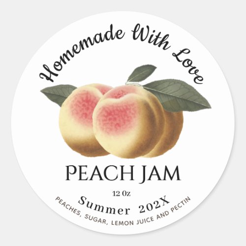  Homemade With Love Peach Jam Summer 202X Classic Round Sticker