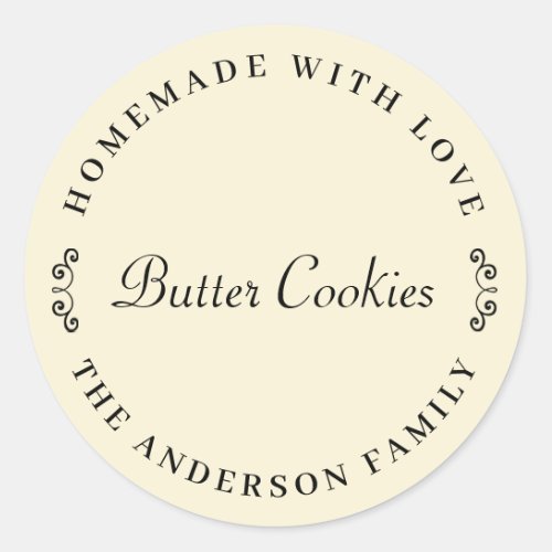 Homemade with Love Personalized Baking Gift Classic Round Sticker