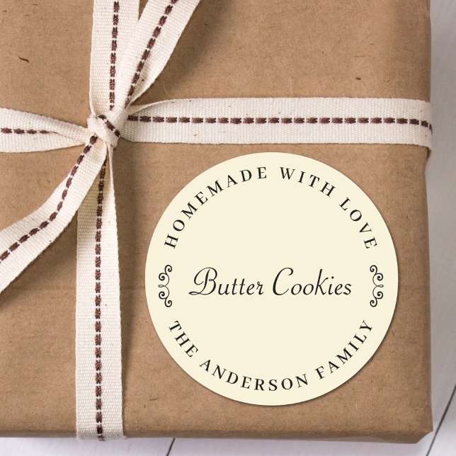 Homemade with Love Personalized Baking Gift Classic Round Sticker (Creator Uploaded)