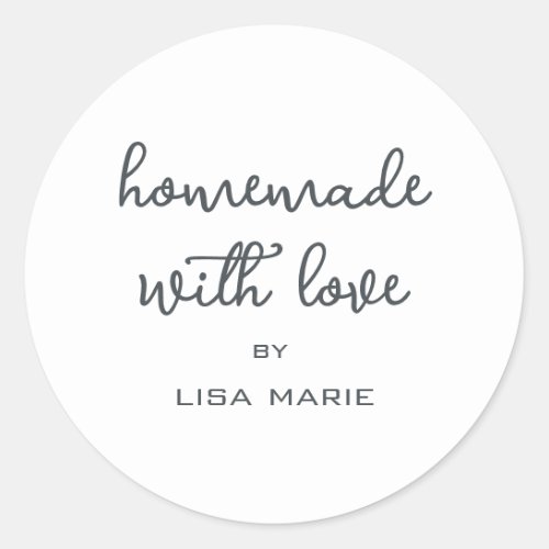 Homemade with Love Personalized Black White Gift Classic Round Sticker