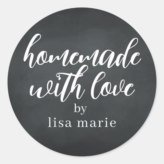 Homemade with Love Personalized Chalkboard Gift Classic Round Sticker (Front)