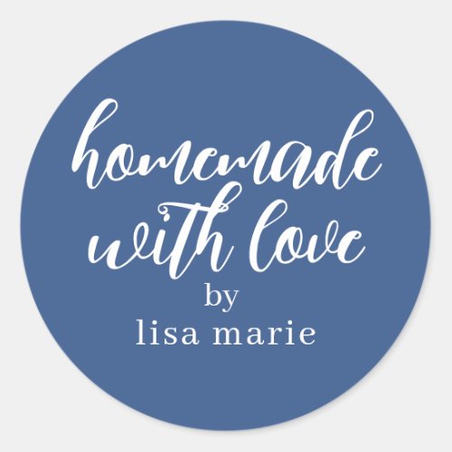 Homemade with Love Personalized Classic Blue Gift Classic Round Sticker