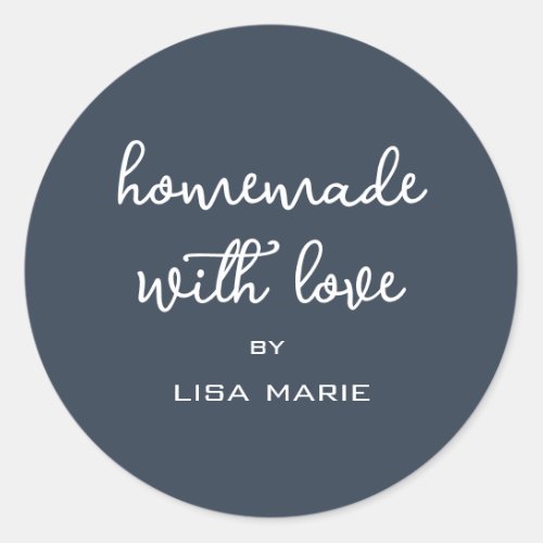 Homemade with Love Personalized Dark Blue Gift Classic Round Sticker