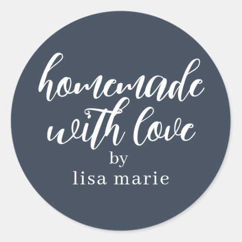 Homemade with Love Personalized Dark Blue Gift Classic Round Sticker