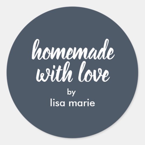 Homemade with Love Personalized Dark Blue Gift  Classic Round Sticker