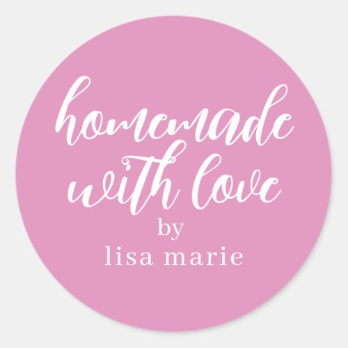 Homemade with Love Personalized Fuchsia Pink Gift Classic Round Sticker