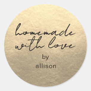Homemade with Love Personalized Gold Gift Classic Round Sticker