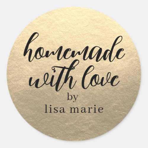 Homemade with Love Personalized Gold Gift Classic Round Sticker