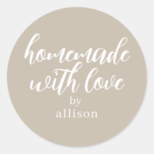 Homemade with Love Personalized Gray Gift  Classic Round Sticker