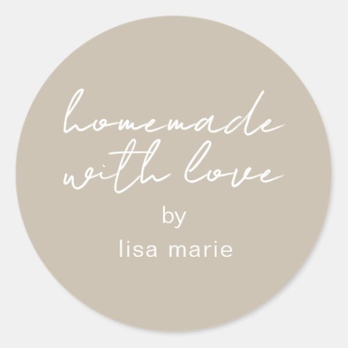 Homemade with Love Personalized Gray Gift Classic Round Sticker