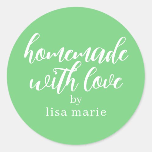 Homemade with Love Personalized Green Gift Classic Round Sticker