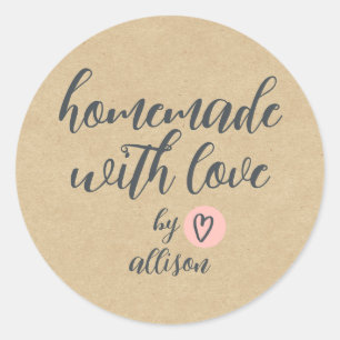 Homemade with Love Personalized Kraft Paper Classic Round Sticker