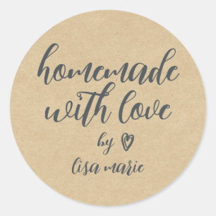 Homemade with Love Personalized Kraft Paper Classic Round Sticker