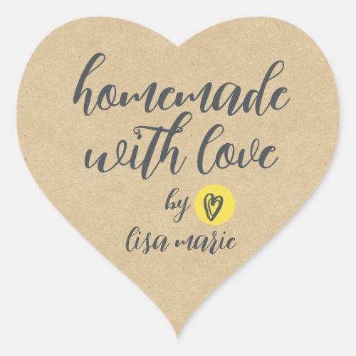 Homemade with Love Personalized Kraft Paper Heart  Heart Sticker