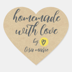 Homemade with Love Personalized Kraft Paper Heart Sticker