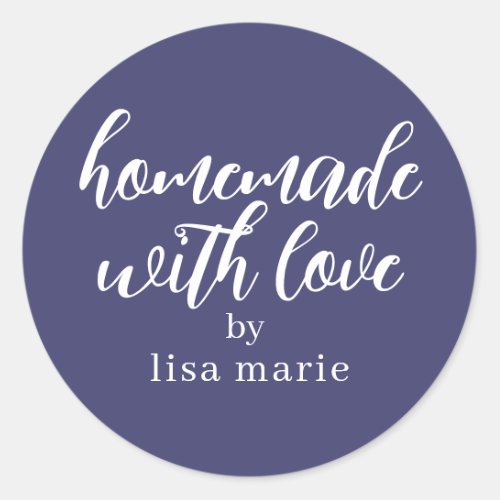 Homemade with Love Personalized Navy Blue Gift Classic Round Sticker