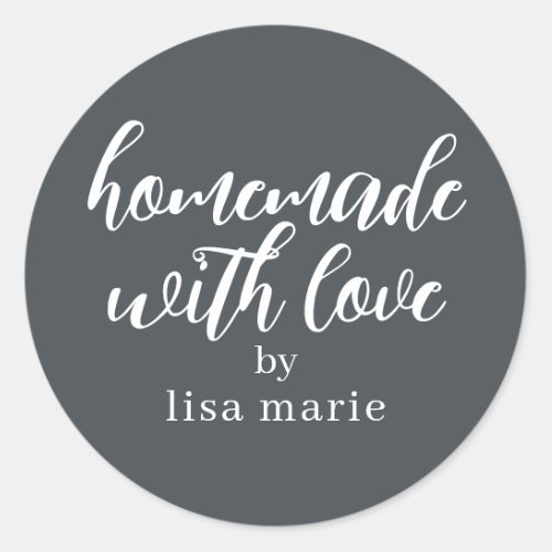 Homemade with Love Personalized Off_Black Gift Classic Round Sticker