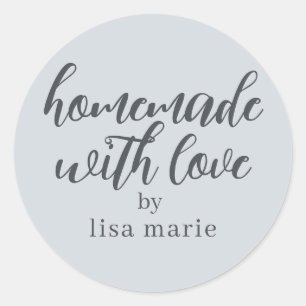 Homemade with Love Personalized Pastel Blue Gift Classic Round Sticker