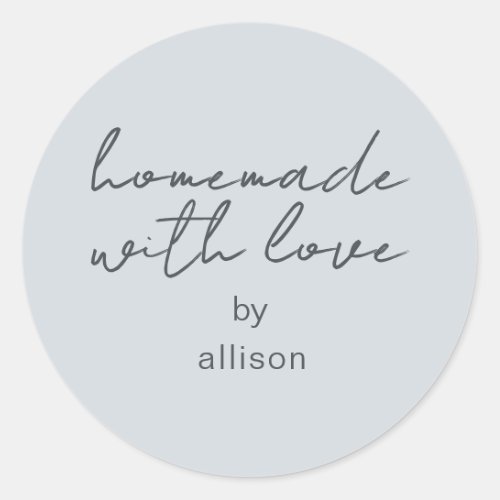 Homemade with Love Personalized Pastel Blue Gift Classic Round Sticker