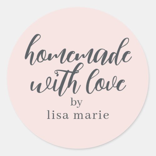 Homemade with Love Personalized Pastel Pink Gift Classic Round Sticker