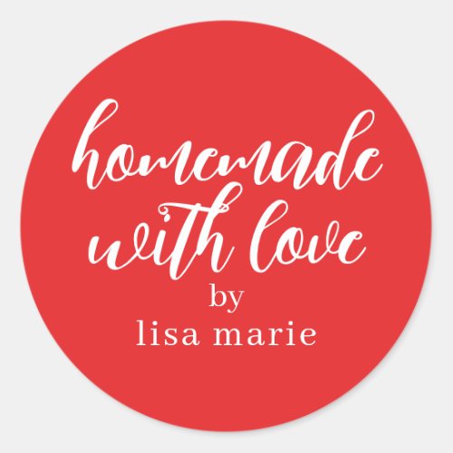 Homemade with Love Personalized Red Gift Classic Round Sticker