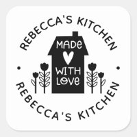 Homemade With Love Personalized Square Sticker