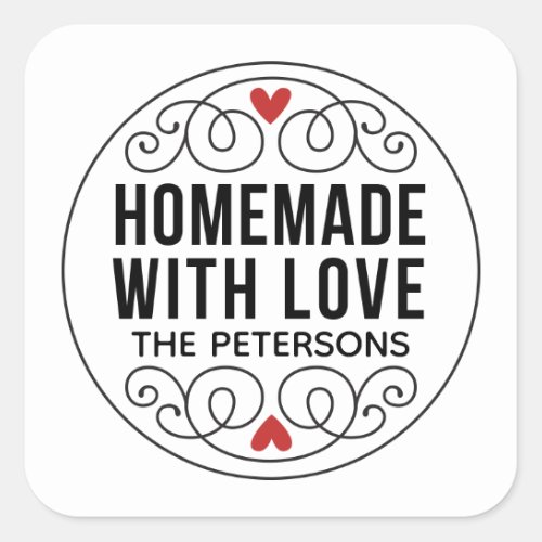 Homemade With Love Personalized  Square Sticker
