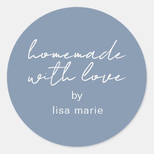 Homemade with Love Personalized Vintage Blue Gift Classic Round Sticker