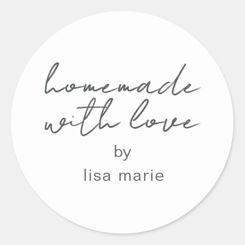 Homemade with Love Personalized White Gift Classic Round Sticker