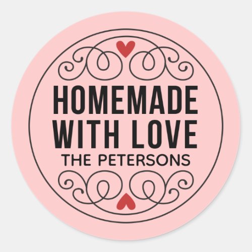 Homemade With Love Pink Business Classic Round Sticker