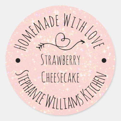 Homemade with Love Pink Glitter Baked Goods Classic Round Sticker