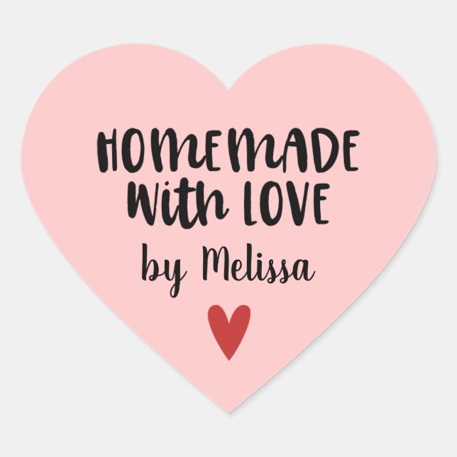 Homemade With Love Pink Heart Sticker (Front)
