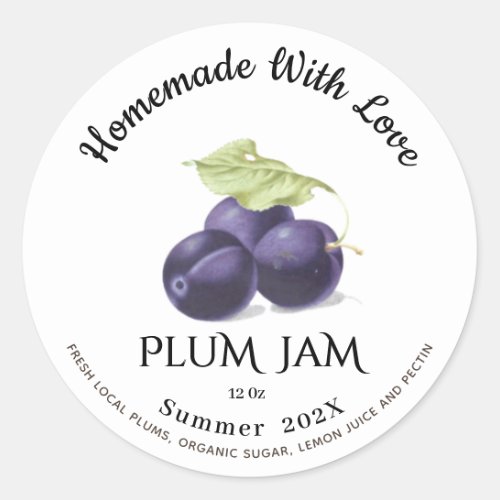 Homemade With Love PLUM Jam Summer 202X Classic Round Sticker
