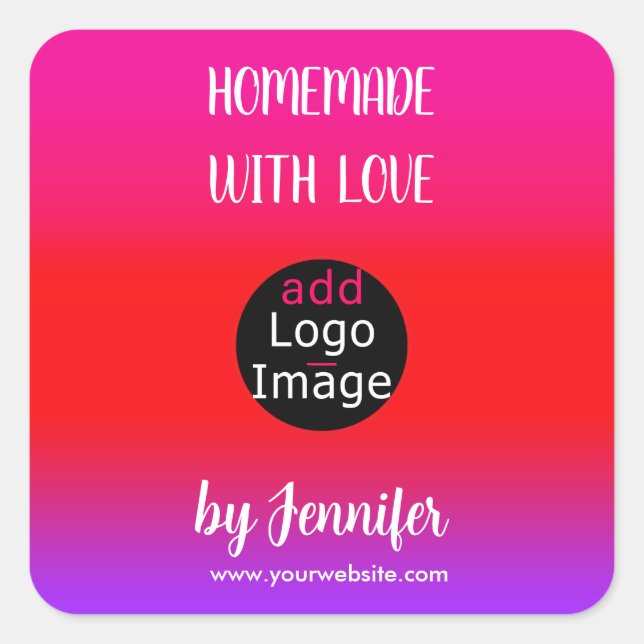 Homemade With Love Professional Customizable Logo  Square Sticker (Front)