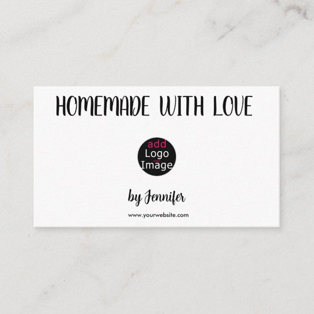HomeMade With Love Professional Customizable White Enclosure Card (Front)