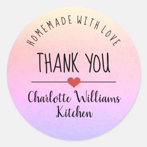 Homemade with love rainbow color thank you classic round sticker