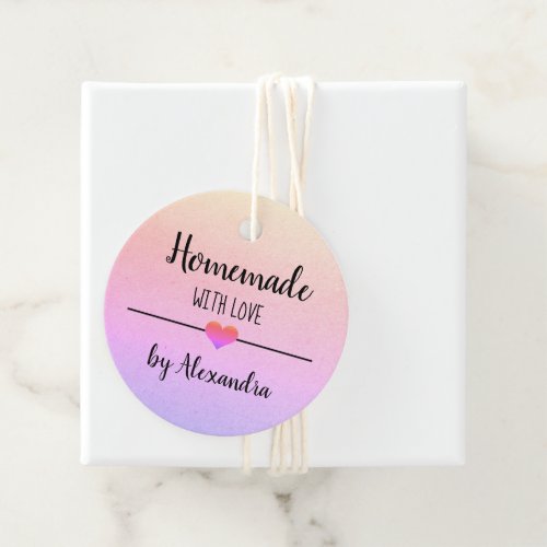 Homemade with love rainbow script name favor tags