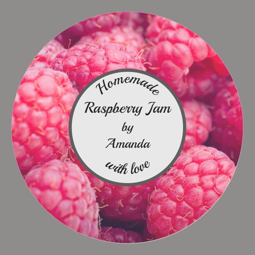 Homemade with love raspberry photo jam classic round sticker