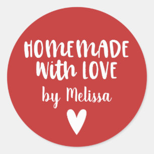 Homemade With Love Red Christmas Classic Round Sticker
