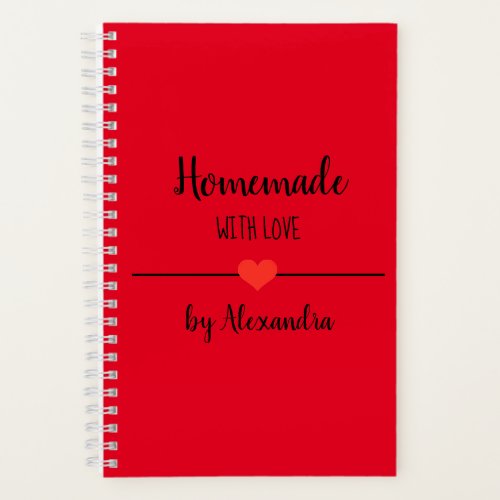 Homemade with love red recipe Notebook