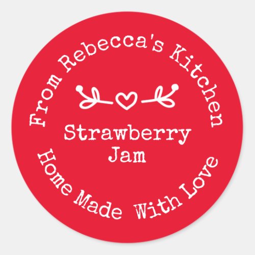 Homemade with Love Red    Strawberry Jam Canning  Classic Round Sticker