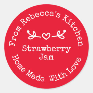 Homemade with Love Red Strawberry Jam Canning Classic Round Sticker
